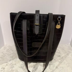 Dooney and Bourke brown crocodile embossed leather vintage tote bag .Dark Brown.